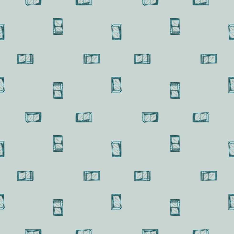 Windows lean forward engraved seamless pattern. Retro frame glass window hand drawn style. vector