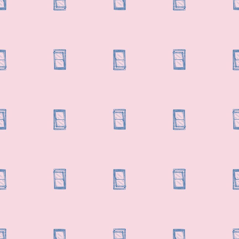 Windows lean forward engraved seamless pattern. Retro frame glass window hand drawn style. vector