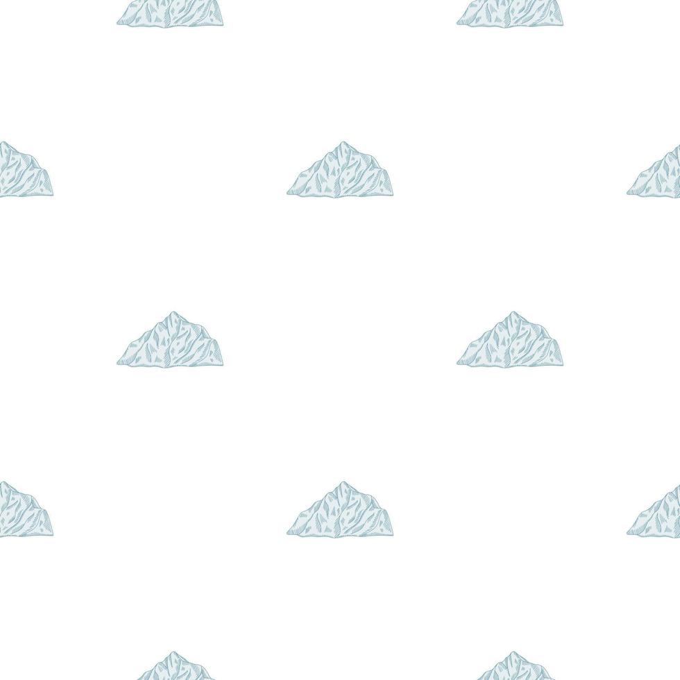 Mountain peak engraved seamless pattern. Vintage background rock landscape in hand drawn style. vector