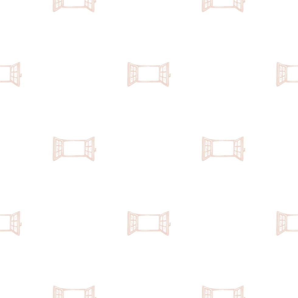 Windows engraved seamless pattern. Retro frame glass window hand drawn style. vector
