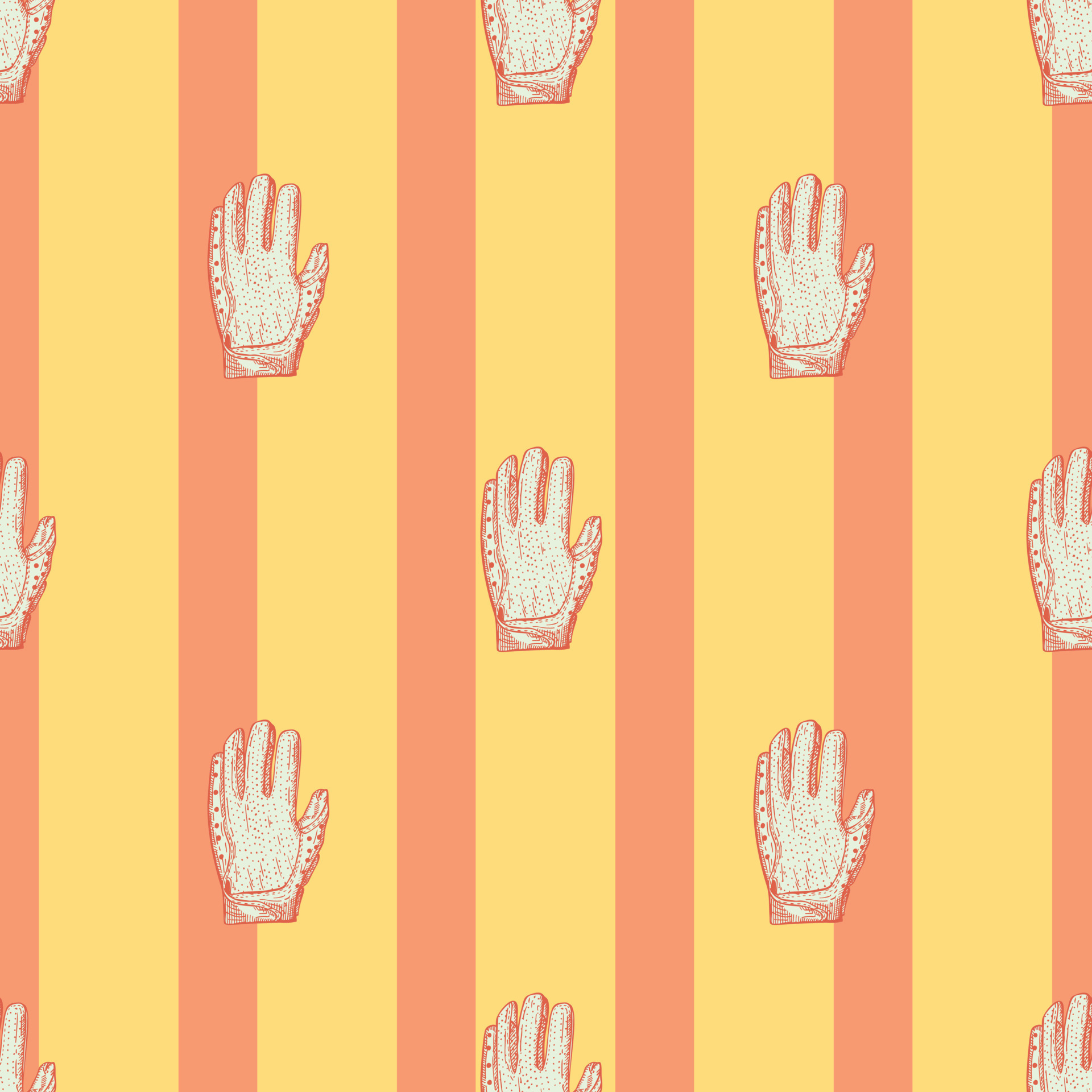 Football gloves seamless pattern engraving. Vintage sport background in