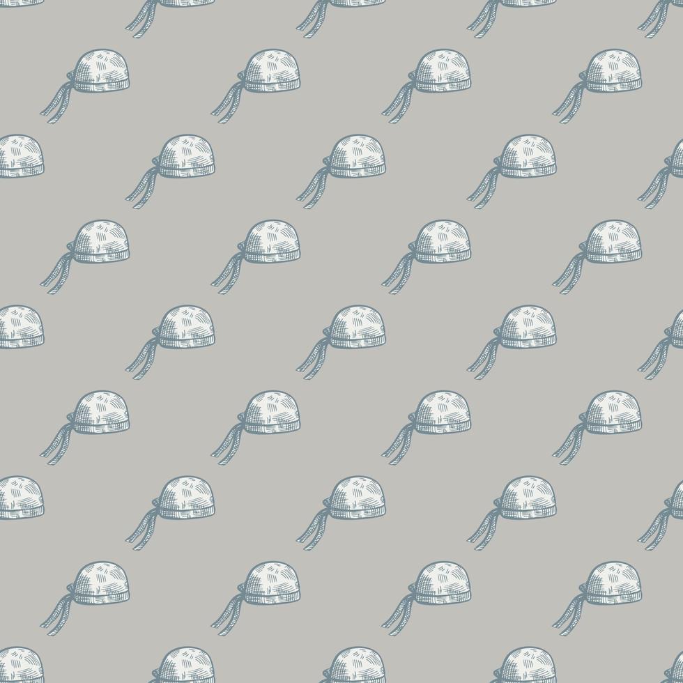 Bandana chef hat seamless pattern engraving. Vintage cooking background in hand drawn style. vector