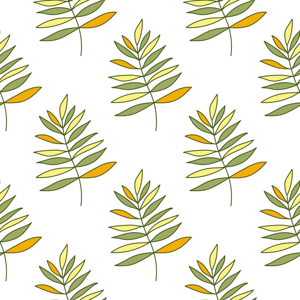 Abstract outline tropical palm leaves seamless pattern. Jungle leaf wallpaper. vector