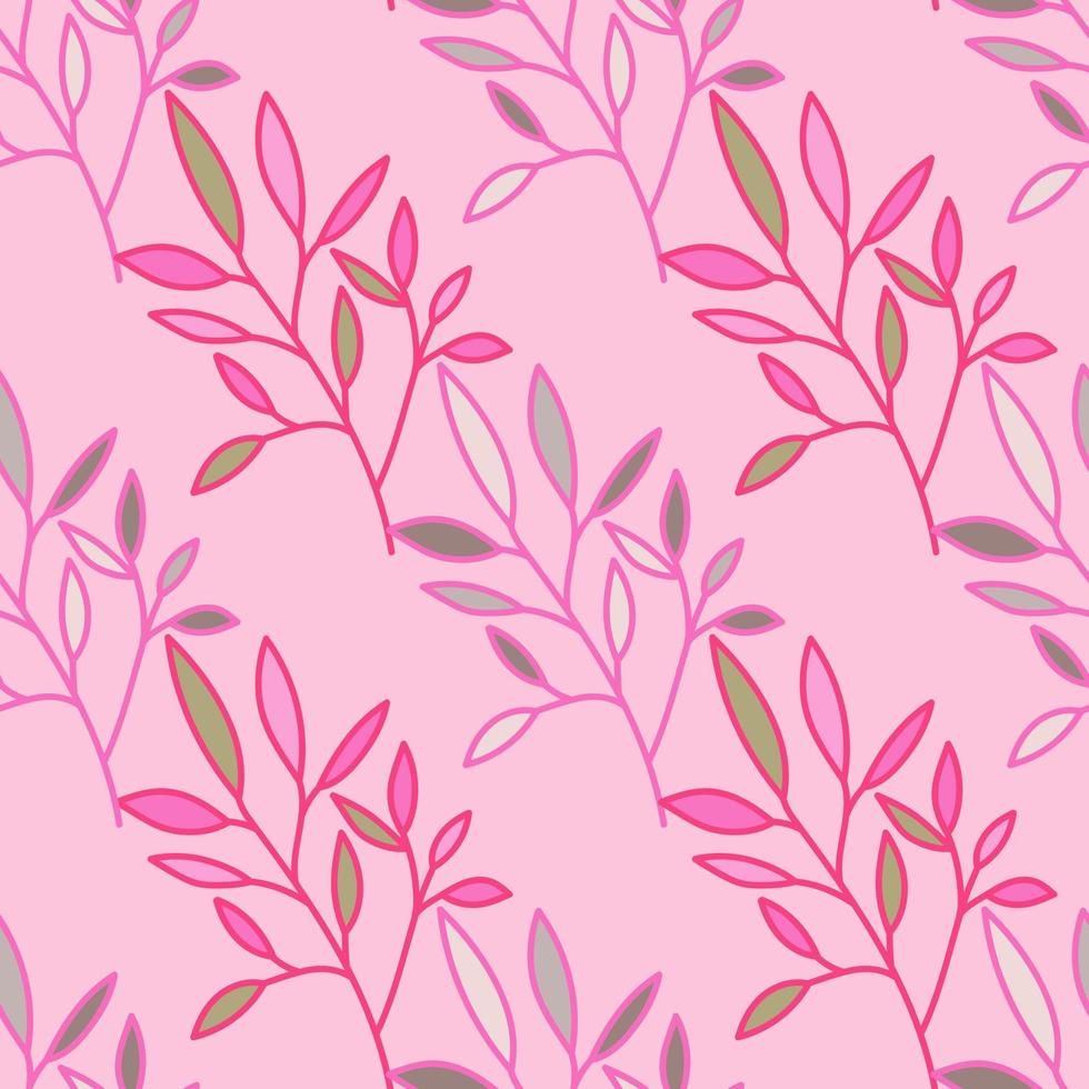 Simple outline leaves seamless pattern. Modern leaf wallpaper. vector