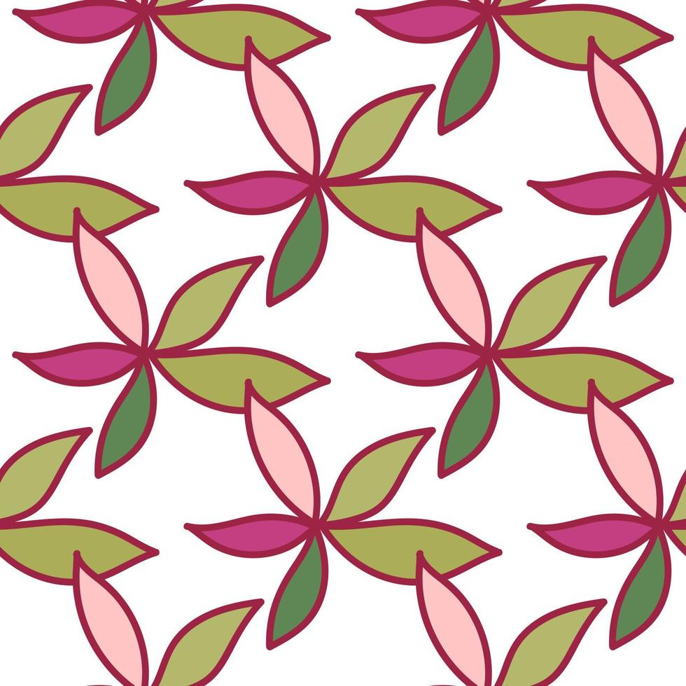 Simple foliage seamless pattern. Doodle leaves wallpaper. Botanical elements background. vector