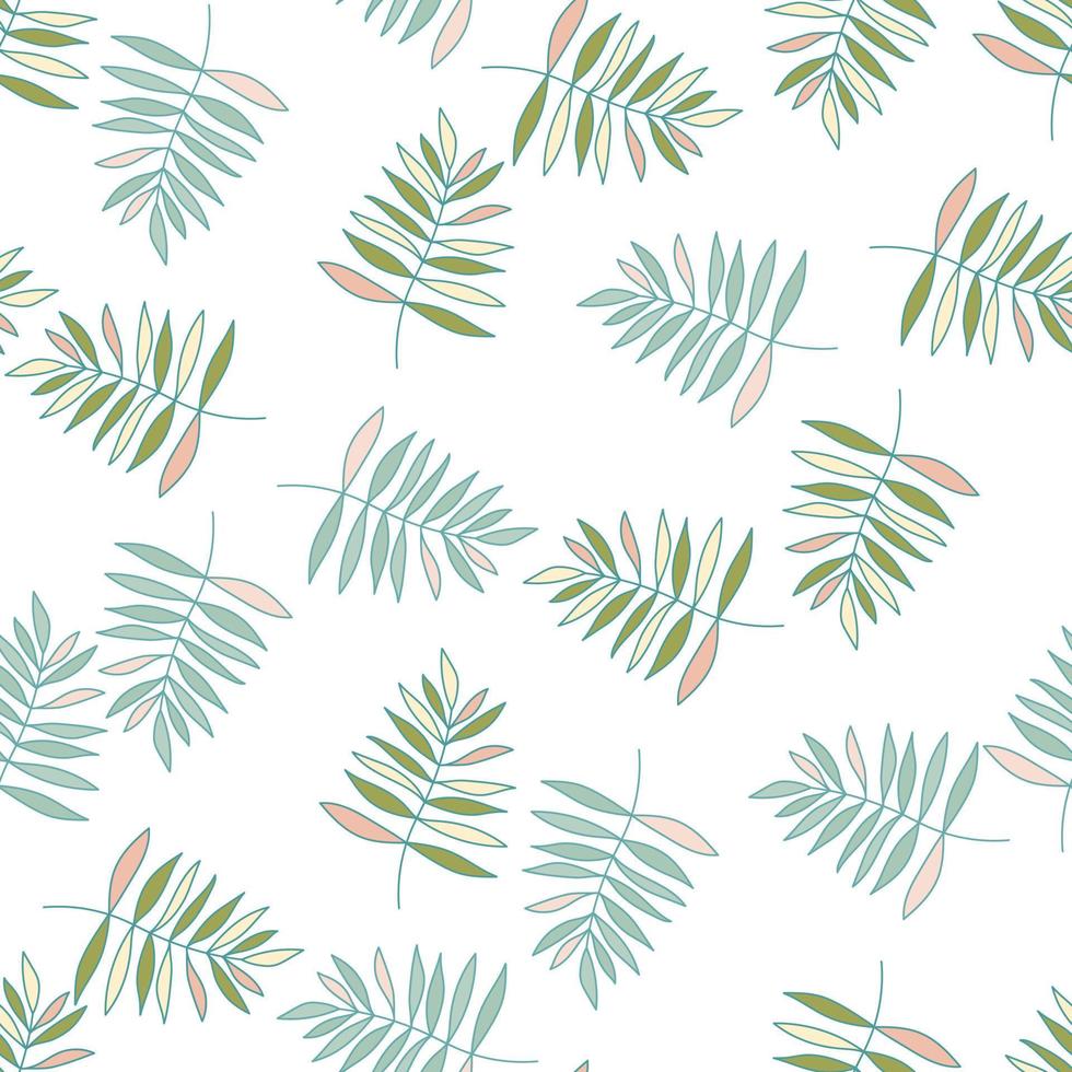 Abstract outline tropical palm leaves seamless pattern. Jungle leaf wallpaper. vector