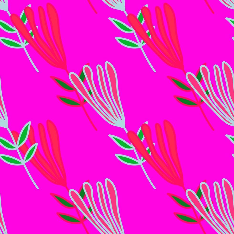 Flower seamless pattern. Abstract floral wallpaper. Doodle art style. Cute plants endless backdrop. vector