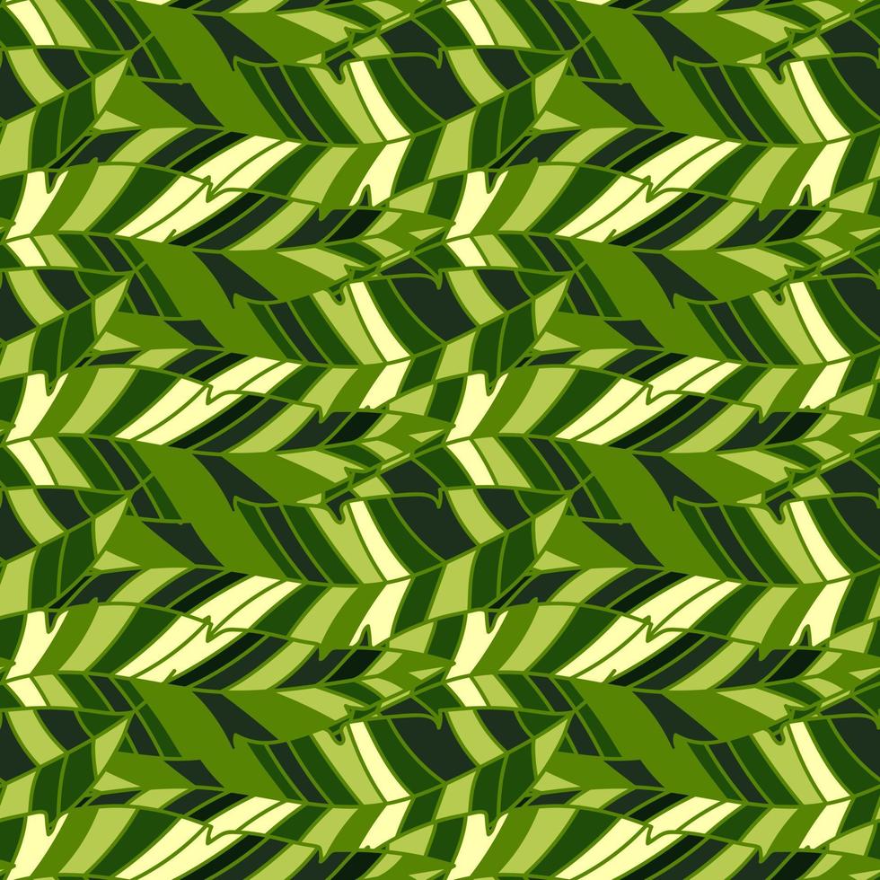Linear tropical palm leaves seamless pattern. Exotic botanical texture. vector