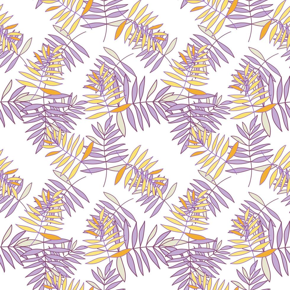 Abstract outline tropical palm leaves seamless pattern. Jungle leaf wallpaper. vector