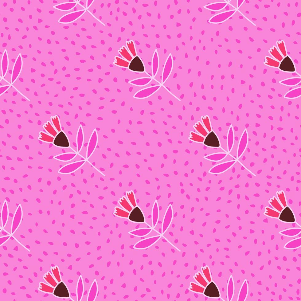 Flower seamless pattern in naive art style. Abstract simple floral wallpaper. vector