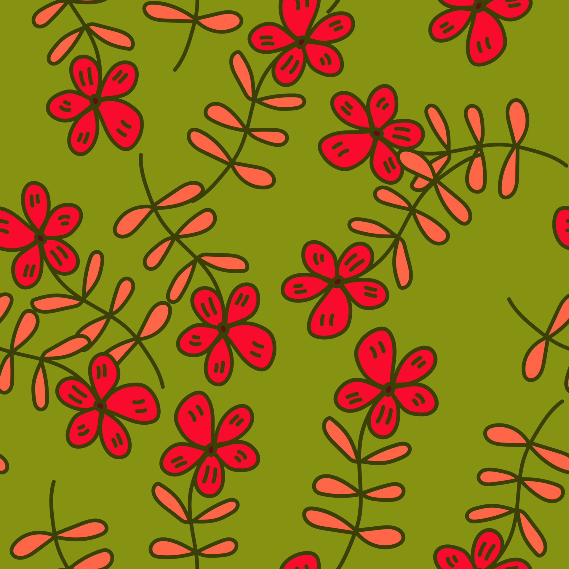 Simple outline flower seamless pattern. Floral wallpaper. 8729798