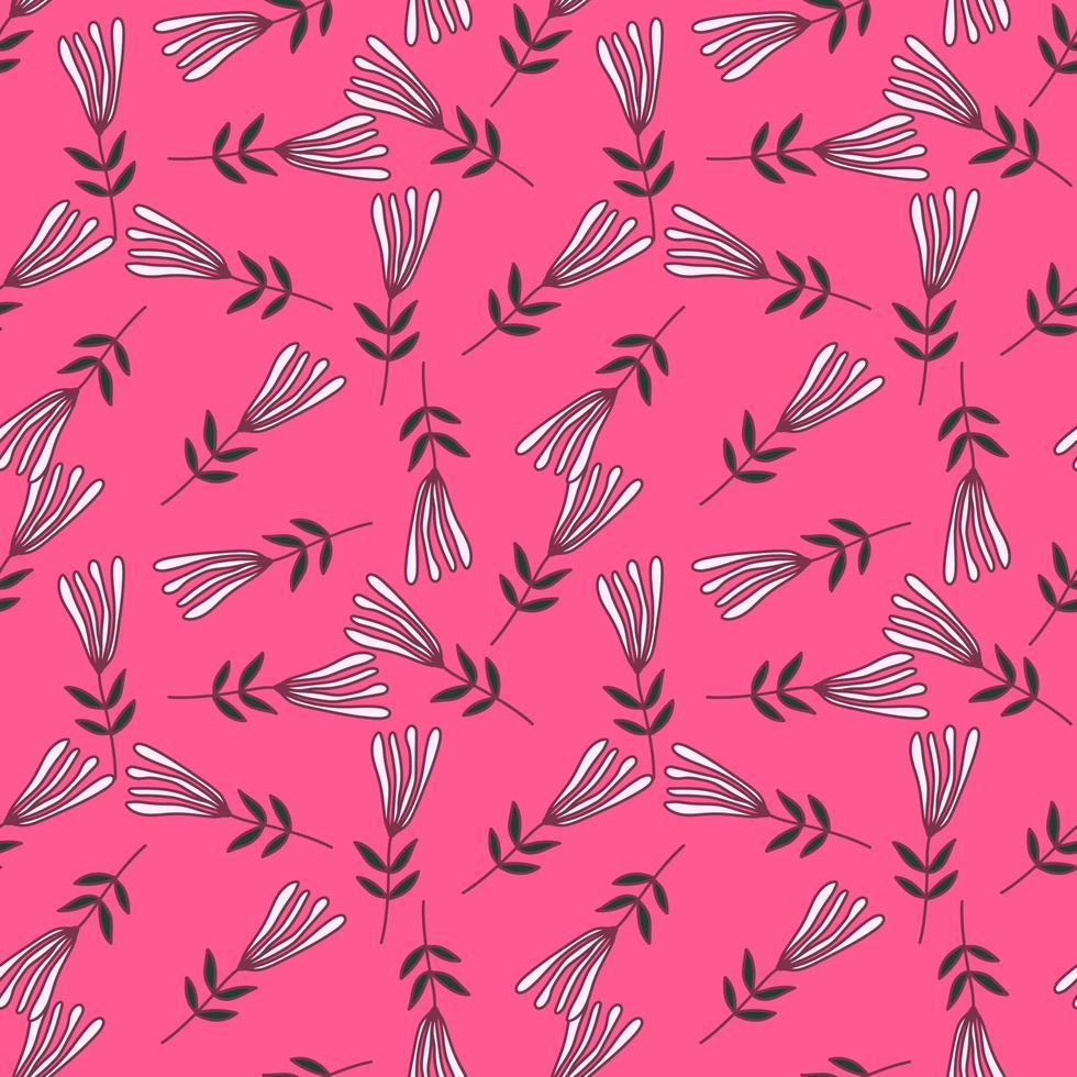 Flower seamless pattern. Abstract floral wallpaper. Doodle art style. Cute plants endless backdrop. vector