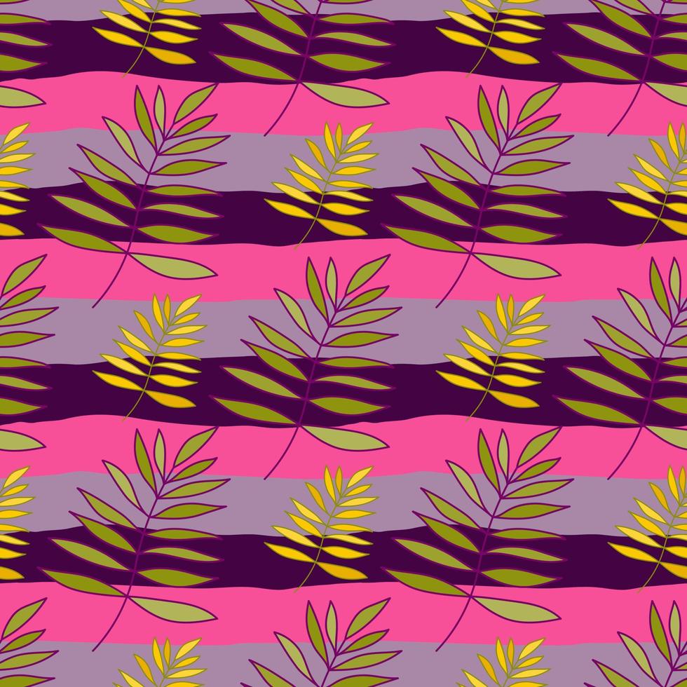 Abstract outline tropical palm leaves seamless pattern. Jungle leaf wallpaper. vector