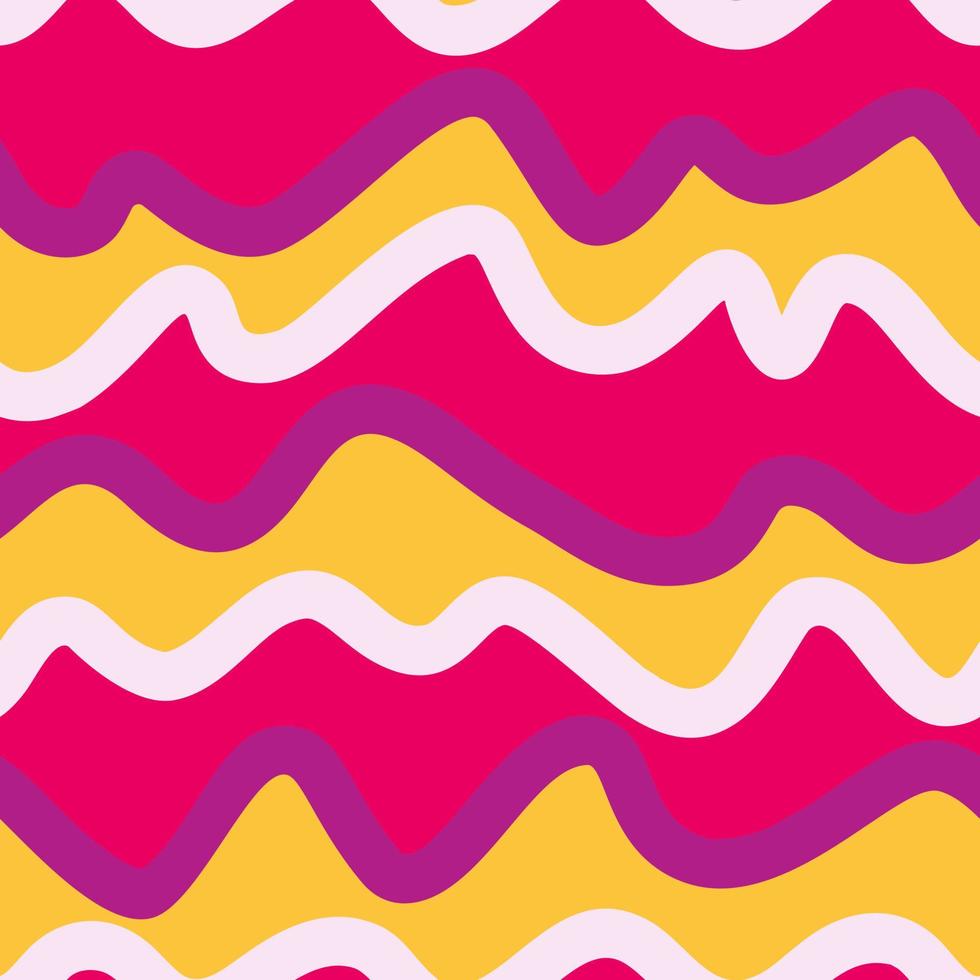 Funny horizontal waves seamless pattern. Hand drawn abstract wavy line endless wallpaper. vector