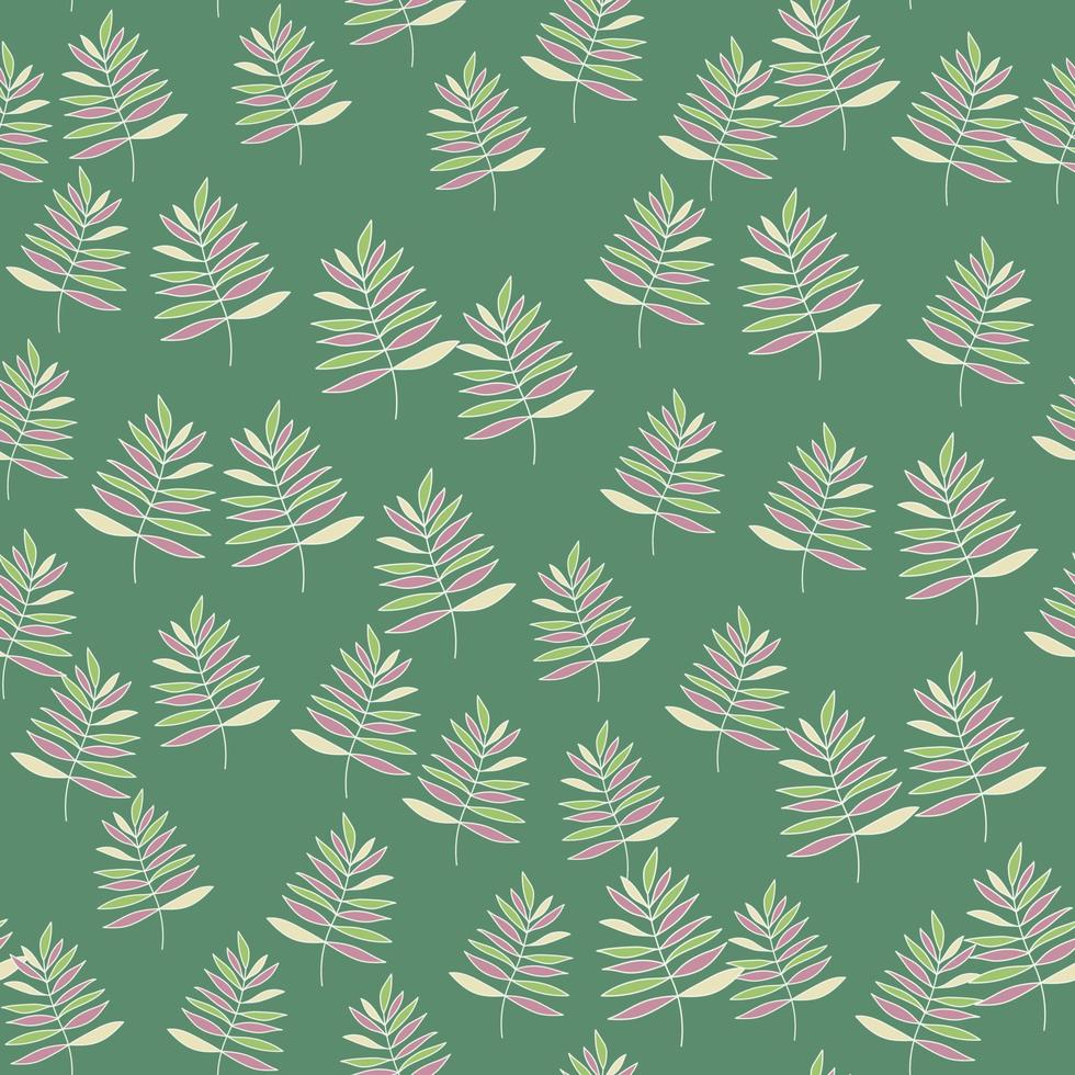 Abstract outline tropical palm leaves seamless pattern. Jungle leaf wallpaper. vector