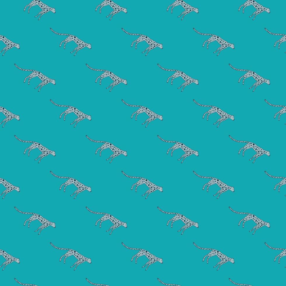 Hand drawn cute leopard seamless pattern. Doodle cheetah endless wallpaper. vector