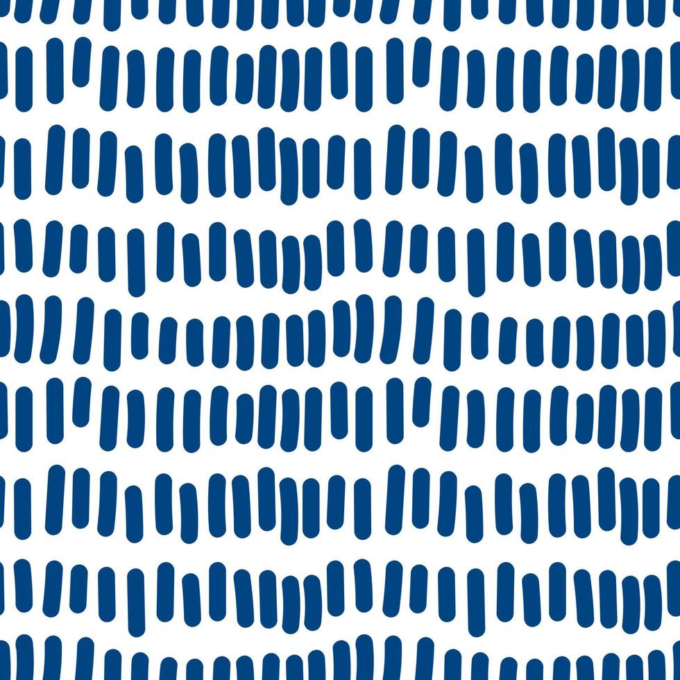 Blue broken line seamless pattern. Hand drawn dash lines endless wallpaper. vector