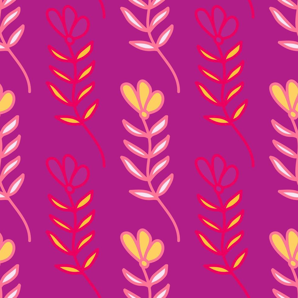 patrón sin costuras de flores simples abstractas. papel pintado floral infantil. Lindas plantas interminables telón de fondo. vector