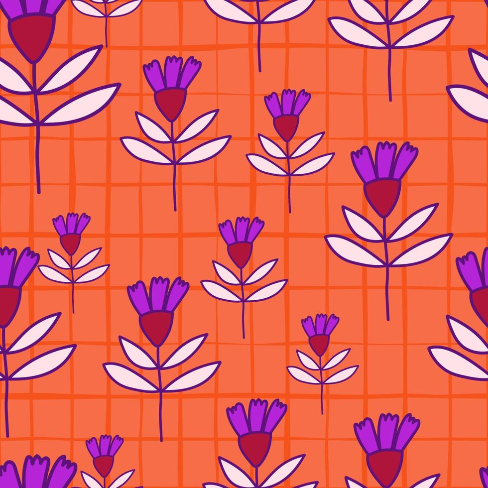 Flower seamless pattern in naive art style. Abstract simple floral wallpaper. vector