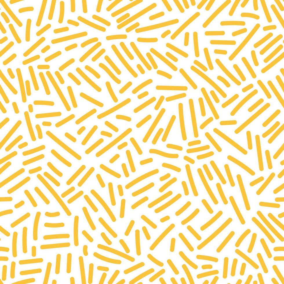 Yellow lines seamless pattern in doodle style. Hand drawn confetti endless wallpaper. vector