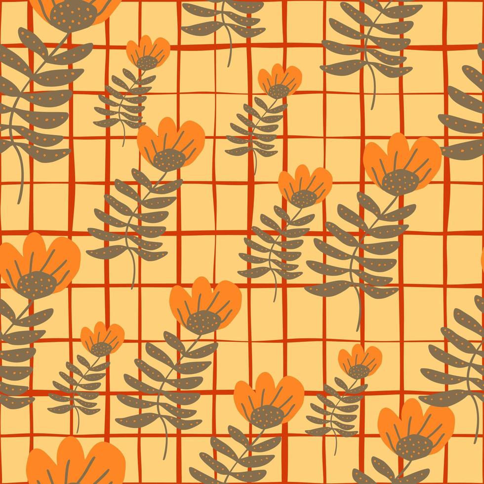 Stylized folk flower seamless pattern. Hand drawn elegant botanical illustration. vector