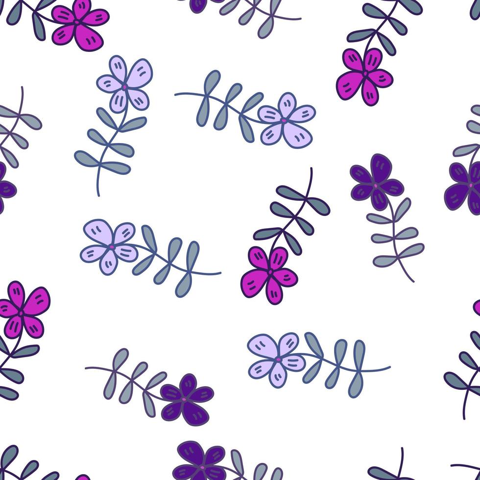 Simple outline flower seamless pattern. Floral wallpaper. vector