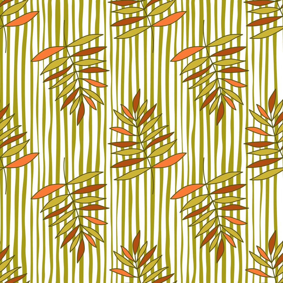 Abstract outline tropical palm leaves seamless pattern. Jungle leaf wallpaper. vector