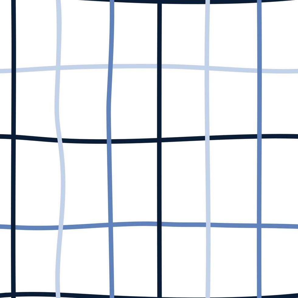 patrón sin costuras de cuadrícula de líneas cruzadas azules. papel tapiz sin fin a cuadros dibujado a mano. fondo a cuadros. vector
