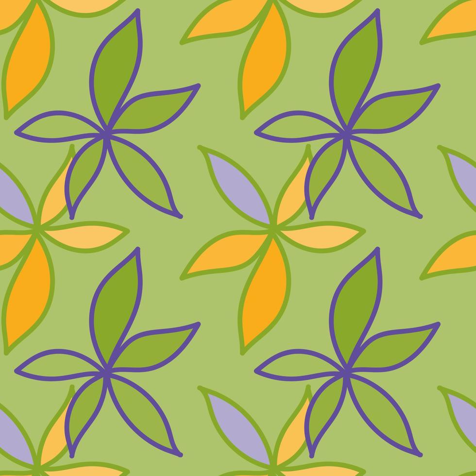 Simple foliage seamless pattern. Doodle leaves wallpaper. Botanical elements background. vector