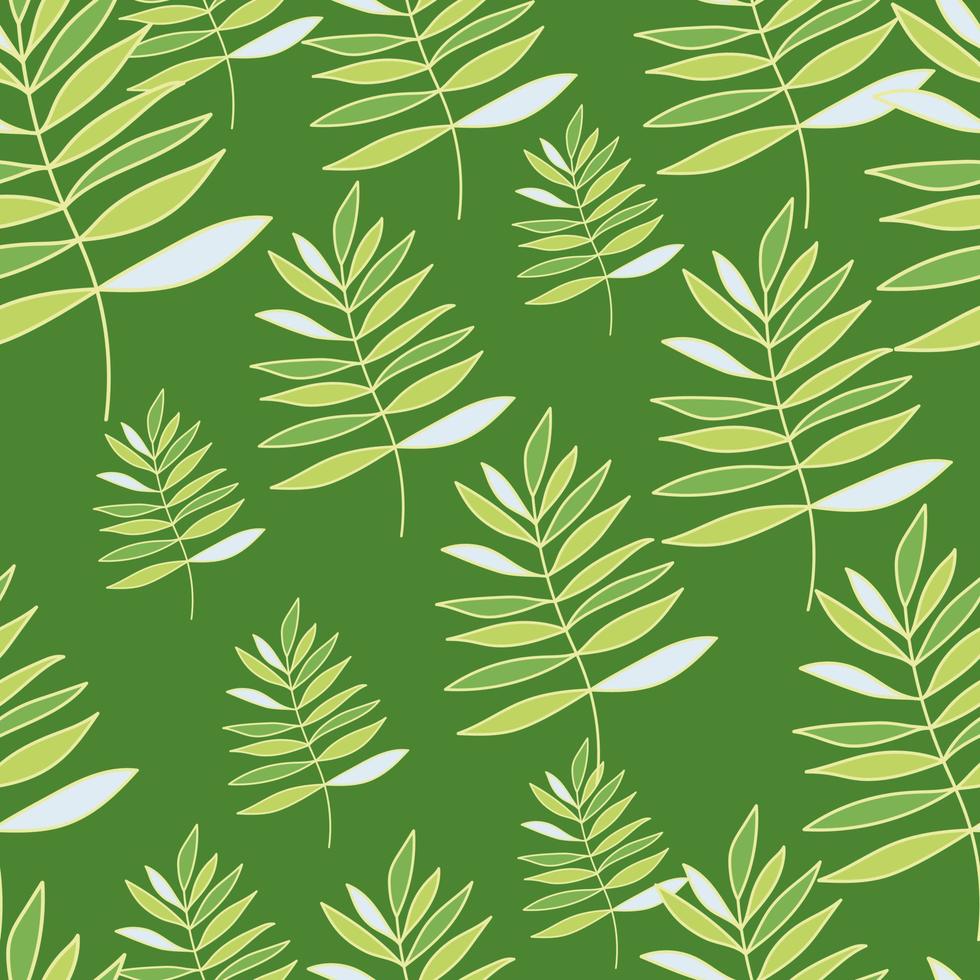 Abstract outline tropical palm leaves seamless pattern. Jungle leaf wallpaper. vector