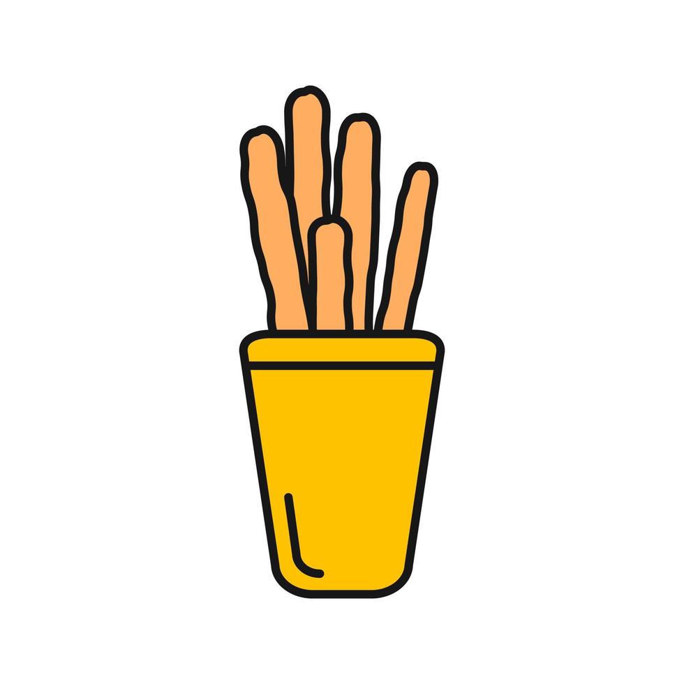 icono de color grissini. palitos de pan palitos salados. ilustración vectorial aislada vector