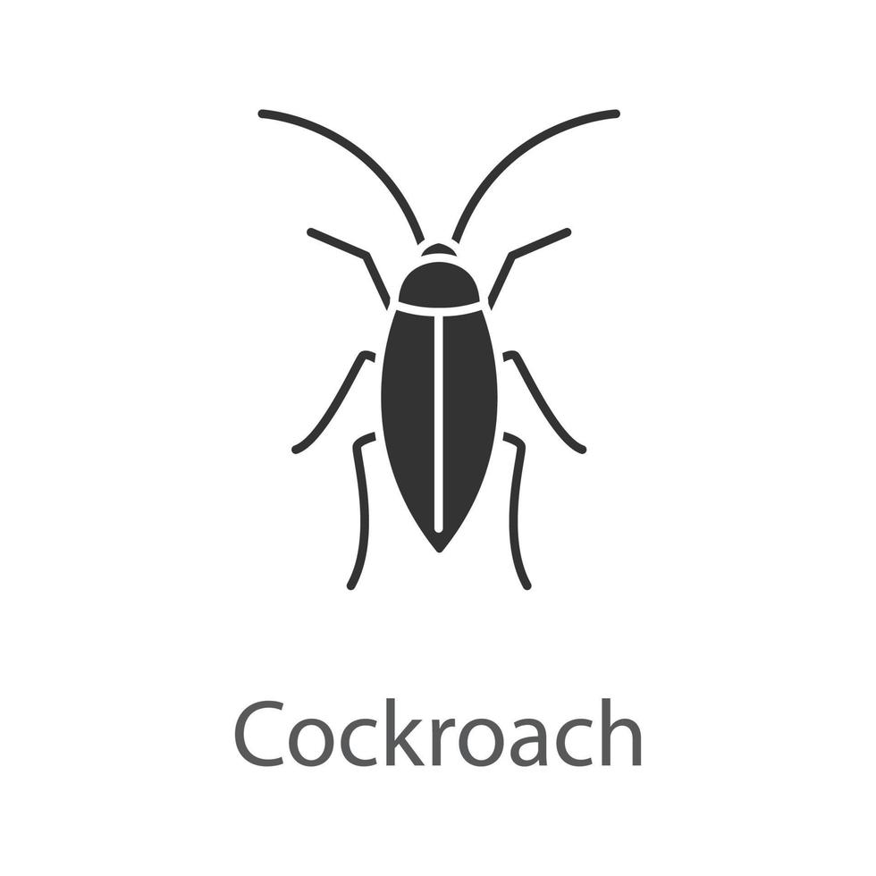 Cockroach glyph icon. Silhouette symbol. Insect. Negative space. Vector isolated illustration