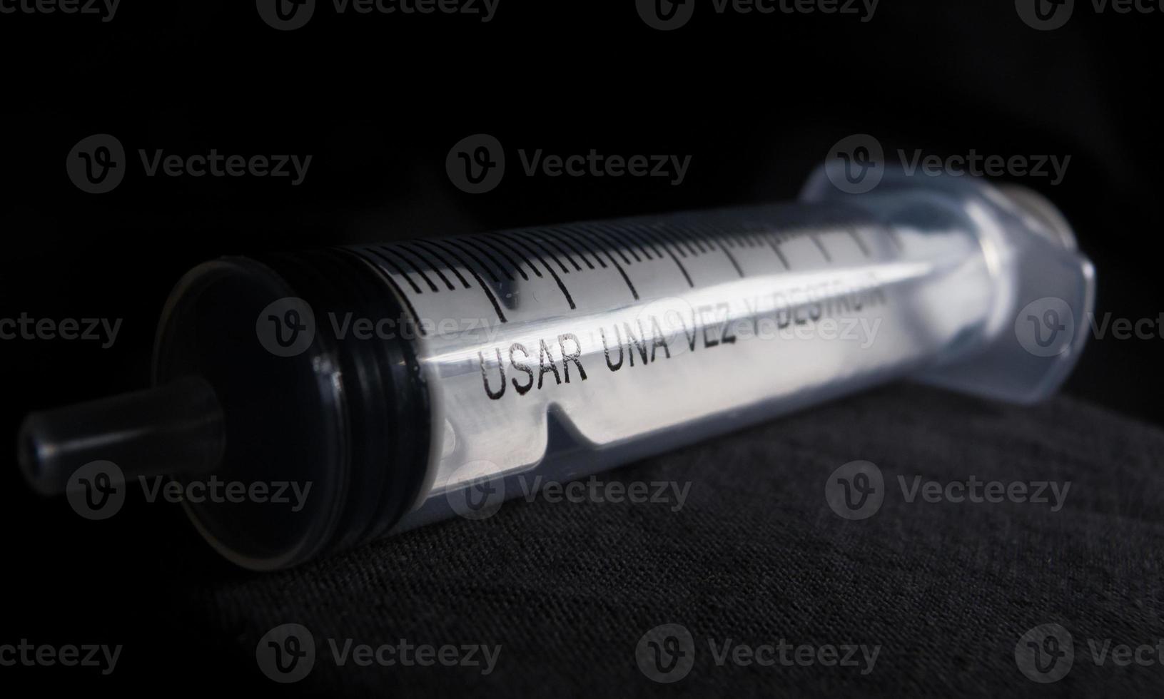 Perspective of a disposable syringe photo