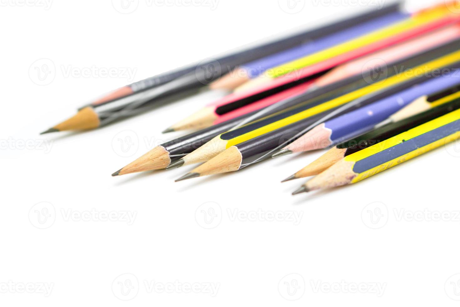 Wooden colorful pencils isolate on white background. photo