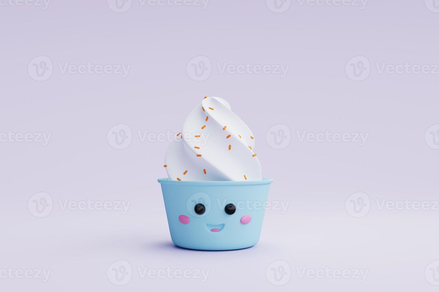 Cute sweet ice cream. 3d render photo