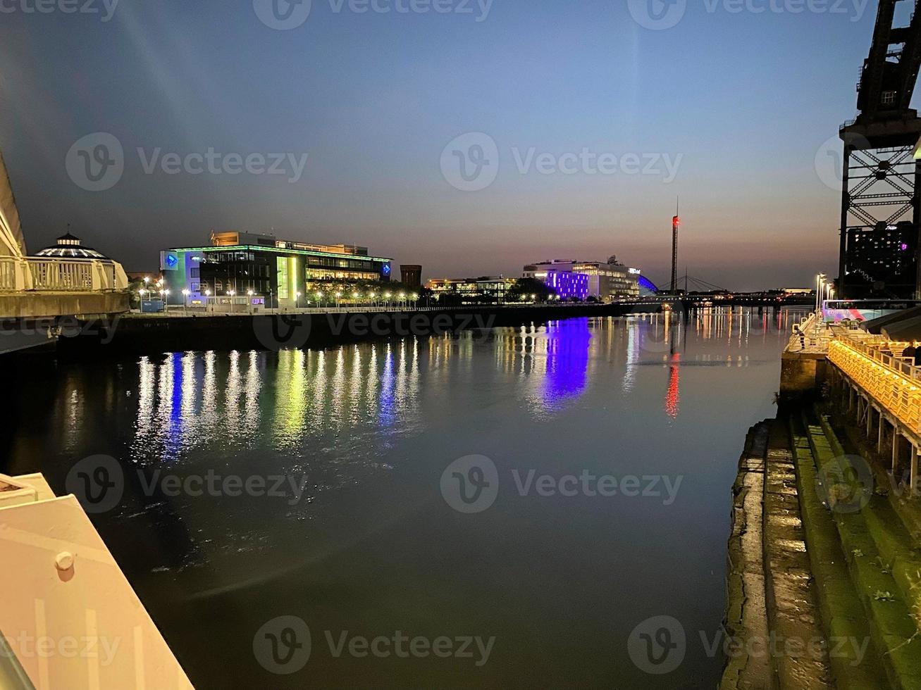 A view of Glasgow in Scotland at night photo