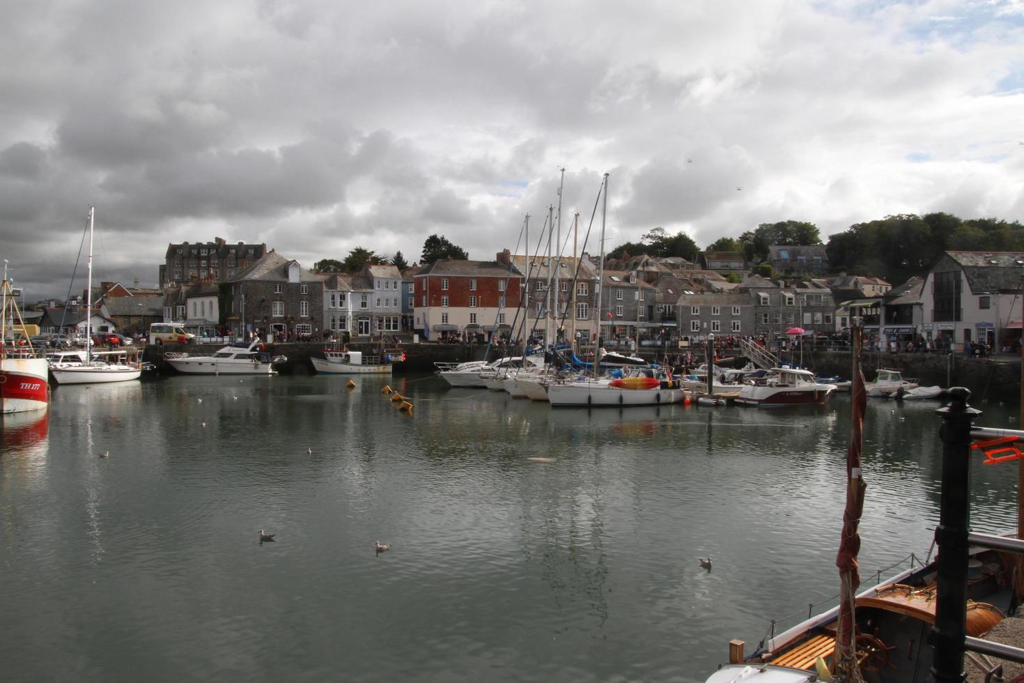 Padstow in Cornwall in August 2020. A view of Padstow Harbour showing all the fishing boats photo