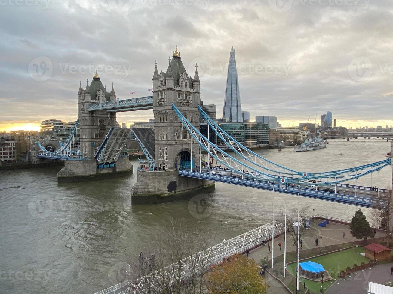 A view of Tower Bridge in London in the evening photo