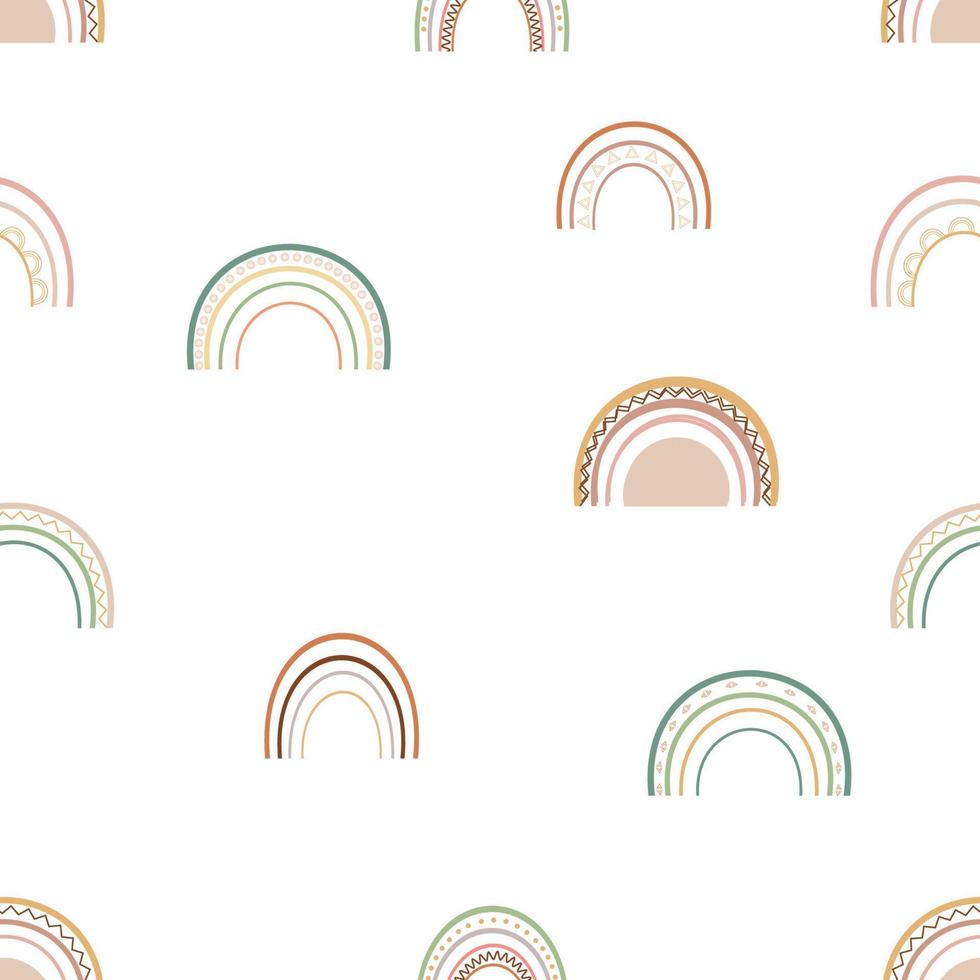 patrón geométrico sin fisuras con arco iris en estilo boho. ilustración vectorial para tela, diseño, textiles para niños, estampados, papeles pintados, carteles vector