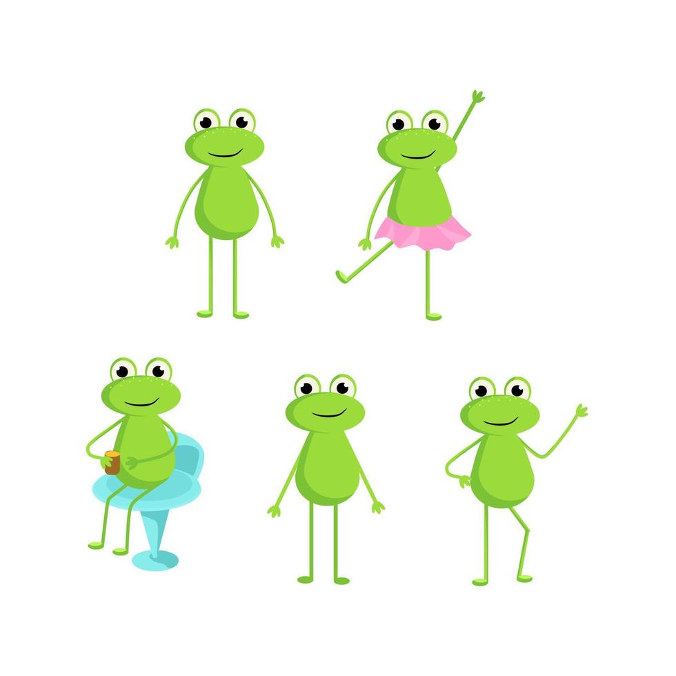 un conjunto de ranas en diferentes poses vector
