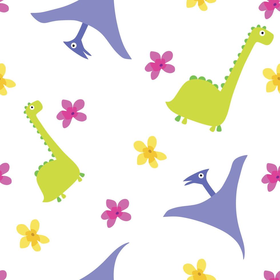 Children's cartoon vector cute pattern with dinosaurs