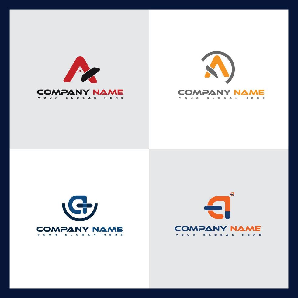icono abstracto alfabeto una letra logotipo diseño conjunto empresa identidad icono vector
