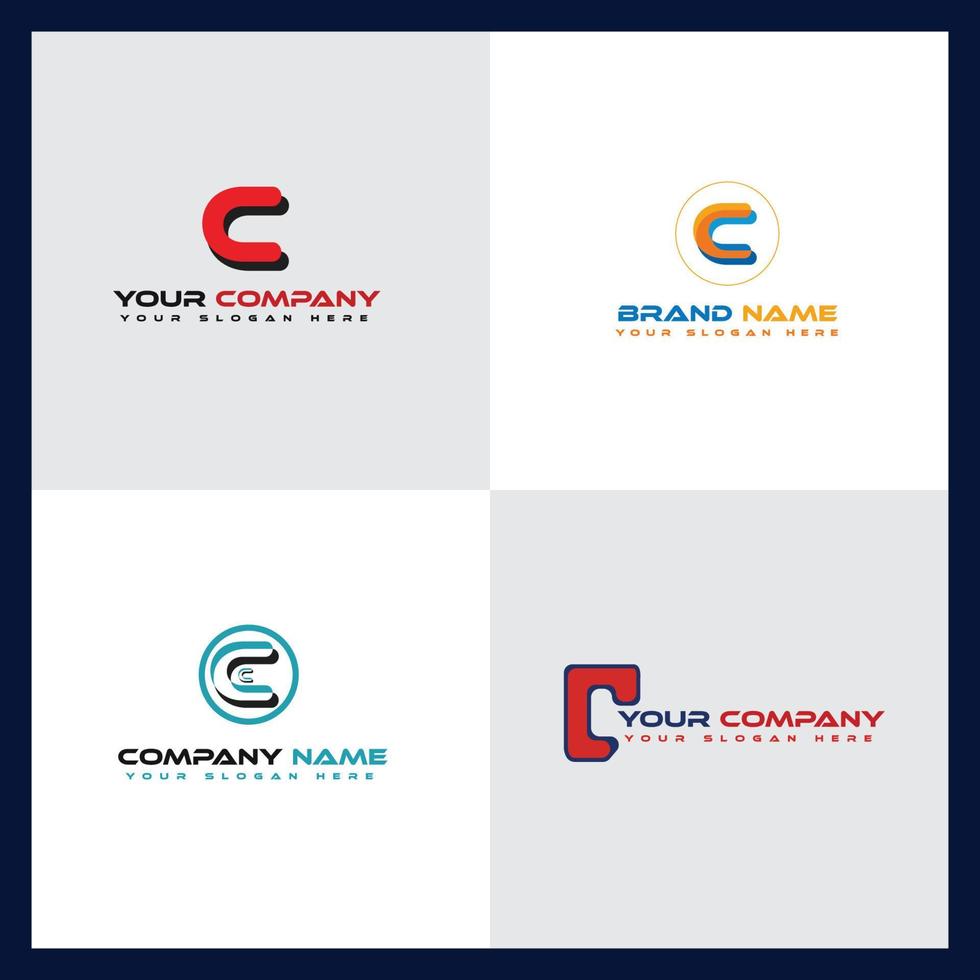 Abstract Icon Alphabet C Letter Logo Design Set , Company Identity Icon, Business Branding vector