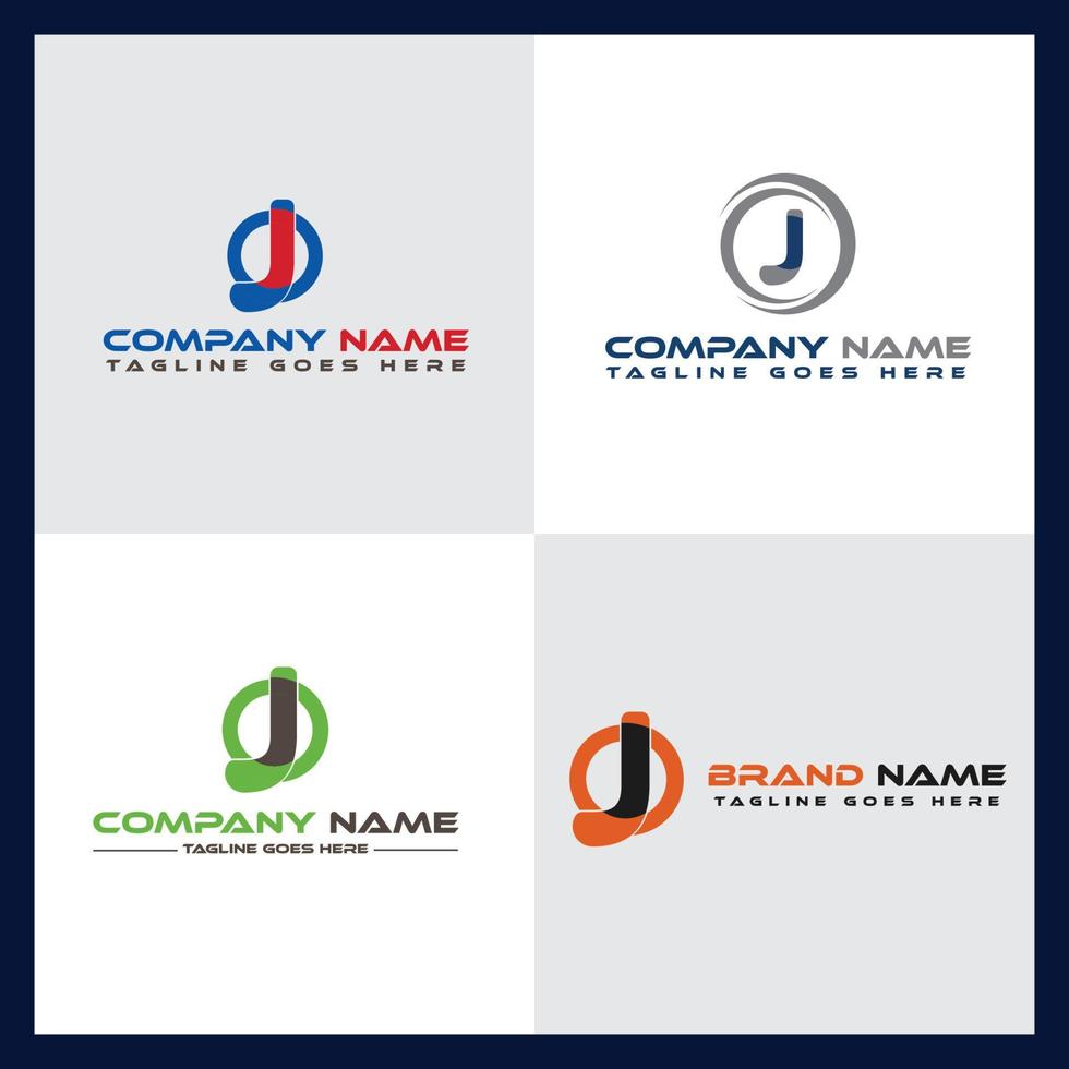 conjunto de diseño de logotipo de letra j del alfabeto de iconos abstractos, icono de identidad de la empresa, plantilla de marca comercial vector