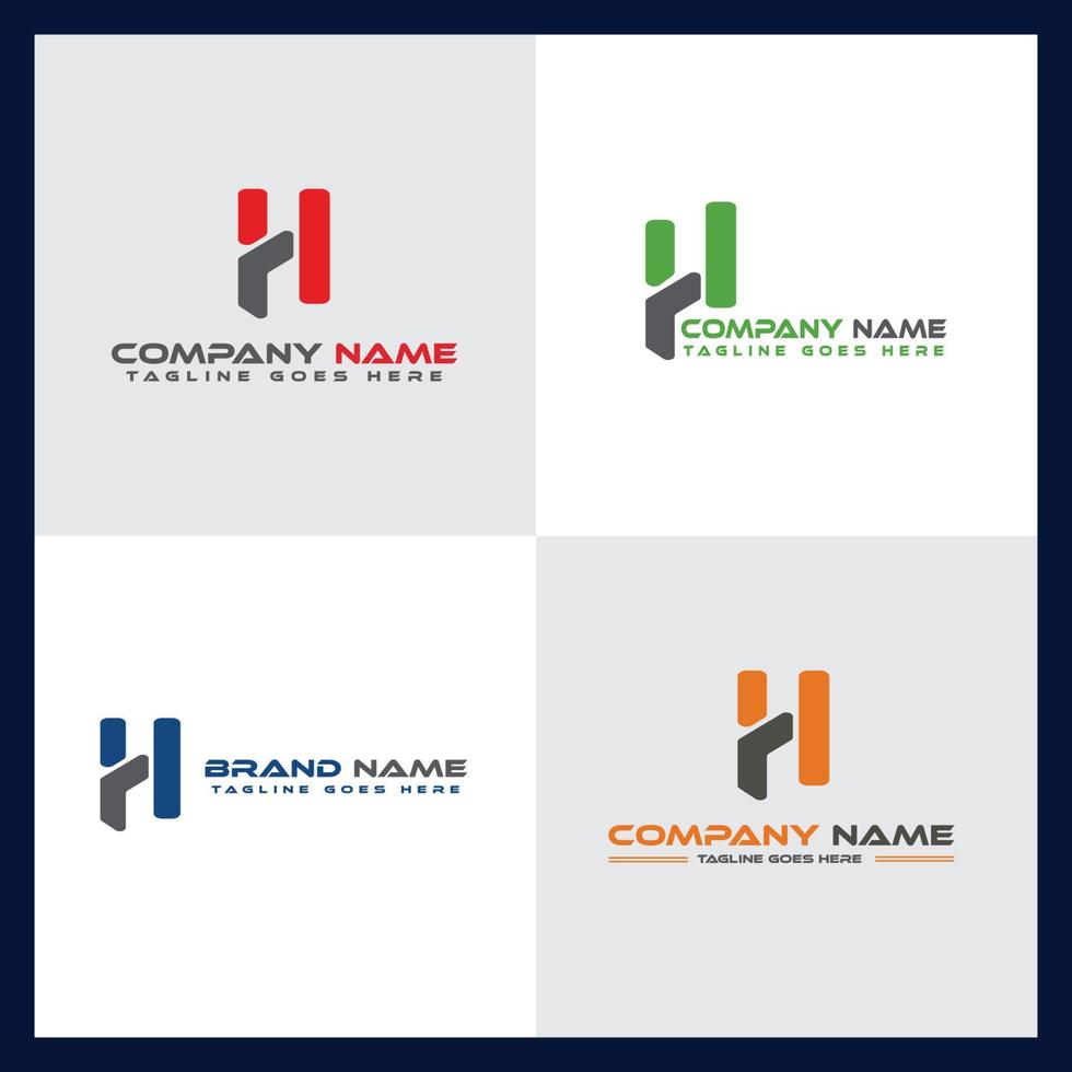 Abstract Icon Alphabet H Letter Logo Design Set , Company Identity Icon, Business Branding Template vector