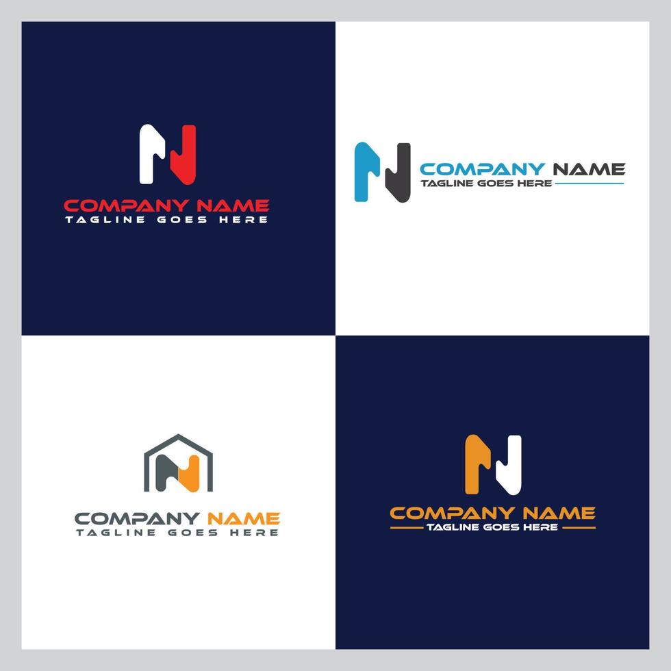 Abstract Icon Alphabet N Letter Logo Design Set Company Identity Icon vector