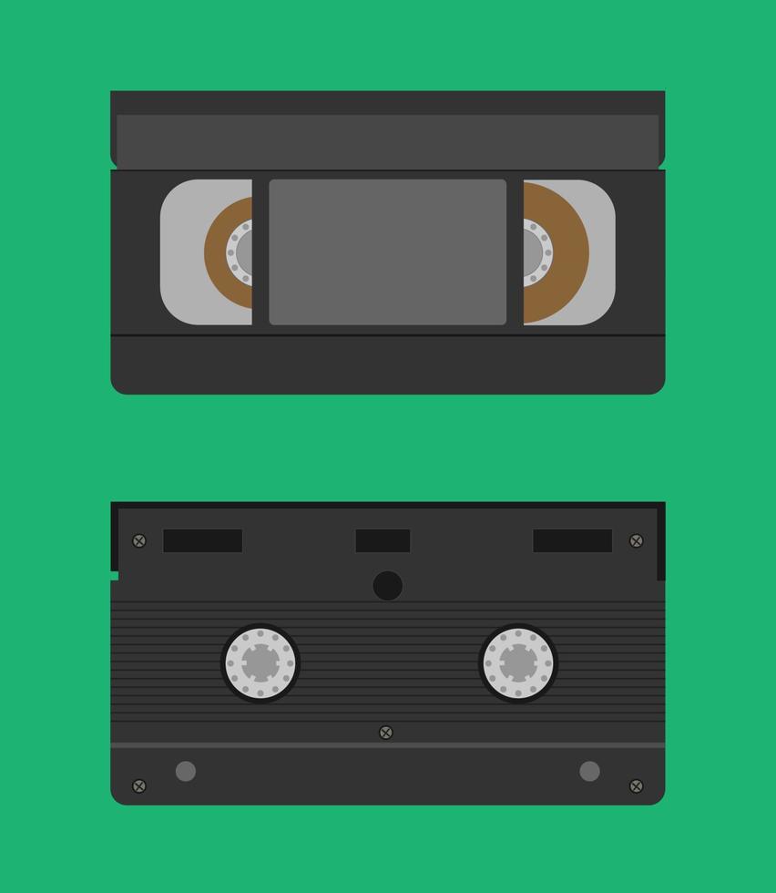 VHS Cassette Tape Detailed Front and Back Sides vector