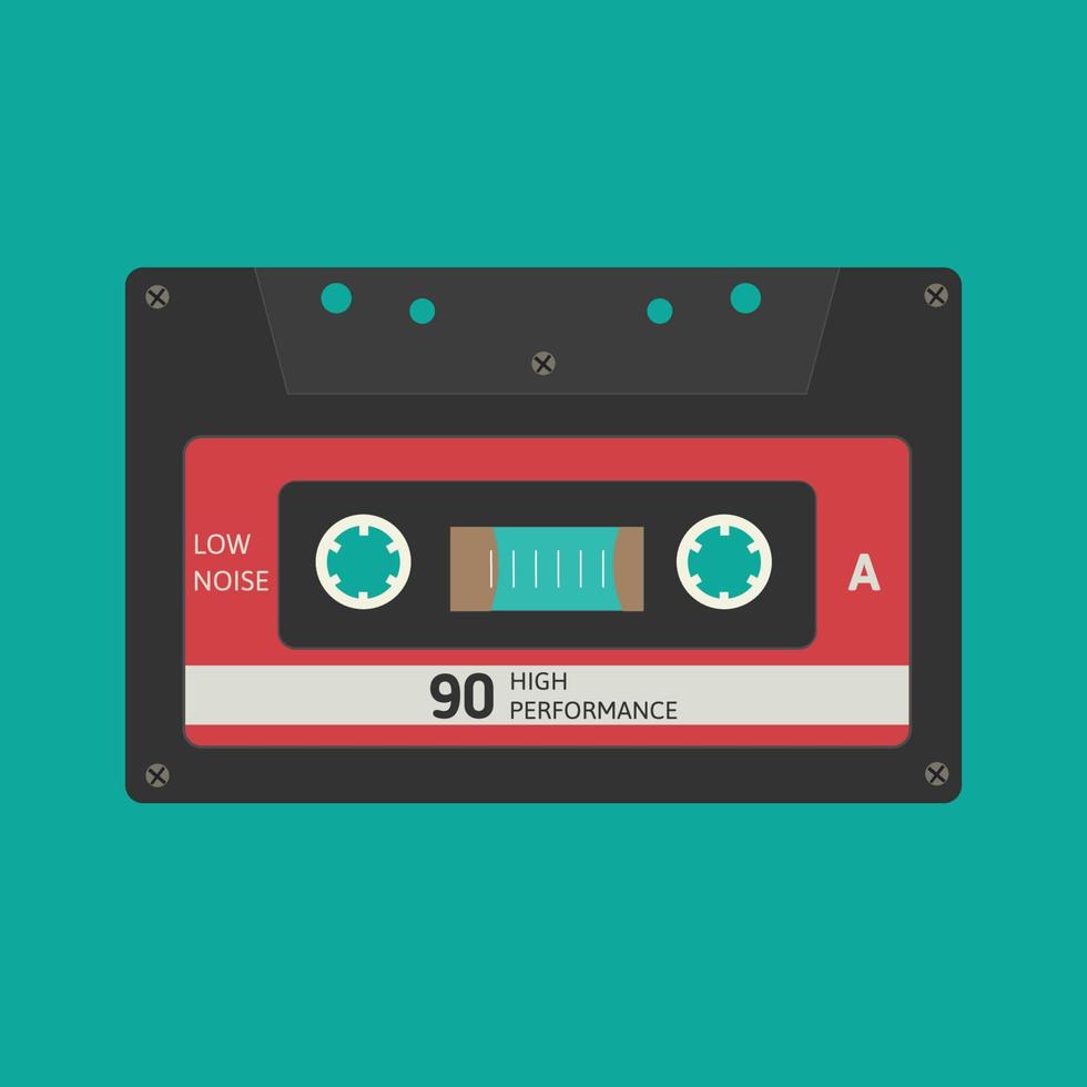 Audio Cassette Vector in Red and Black