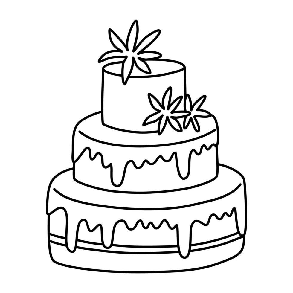 pastel de bodas. dibujo de fideos vectoriales. vector