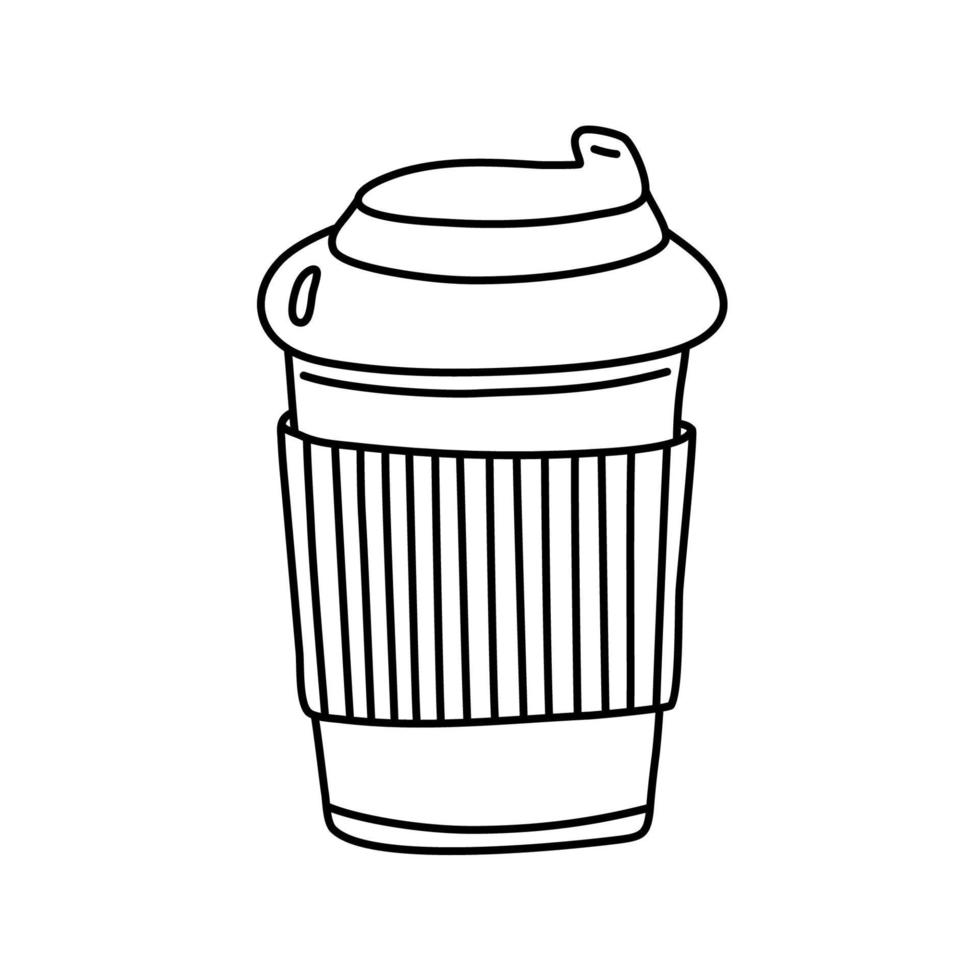 taza de café para llevar. dibujo de fideos vectoriales. vector